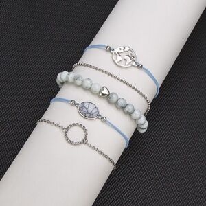 **JADEN* 5-Pc Silver Map Fashion Bracelet Set